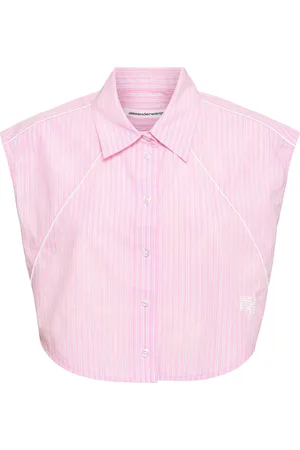 Alexander Wang Washed Poplin Button Down Crop Top