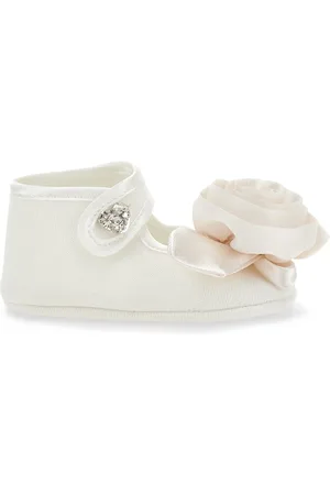 MONNALISA Satin Ballerinas W/ Flower Appliqués
