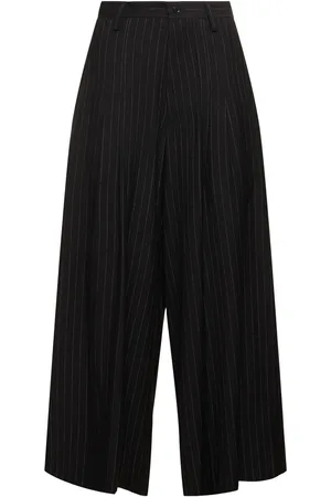 YOHJI YAMAMOTO Pinstripe Wool Blend Wide Leg Pants