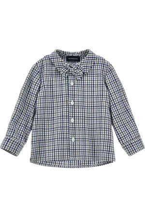 MONNALISA Check Print Cotton Poplin Shirt
