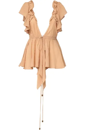 Chloé Ruffled Silk V Neck Top