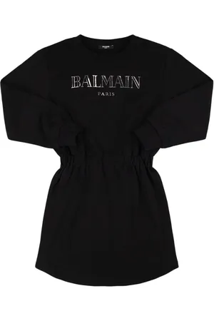 Balmain Logo Printed Cotton Sweatshirt Dress