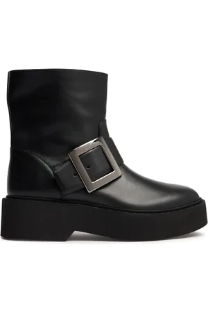 Roger Vivier 30mm Viv Rangers Leather Ankle Boots