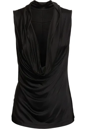 Helmut Lang Draped Viscose Satin Sleeveless Top