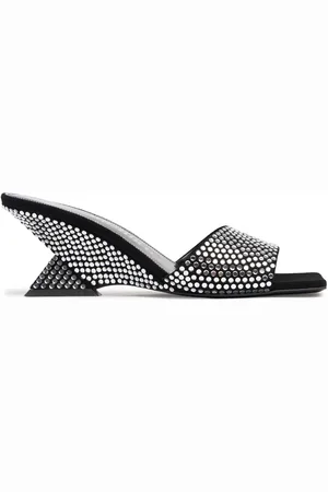 The Attico 60mm Cheope Suede & Crystal Mules