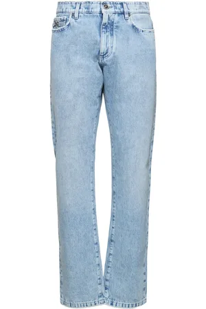 VERSACE Stonewashed Denim Straight Jeans