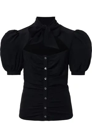 Alessandra Rich Draped Silk Shirt W/bow
