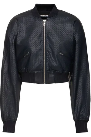 ROTATE Cropped Faux Leather Bomber Jacket