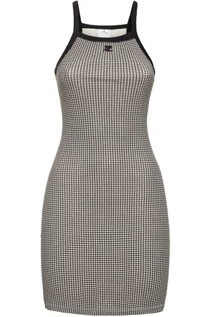 Courrèges Contrast Houndstooth Cotton Mini Dress