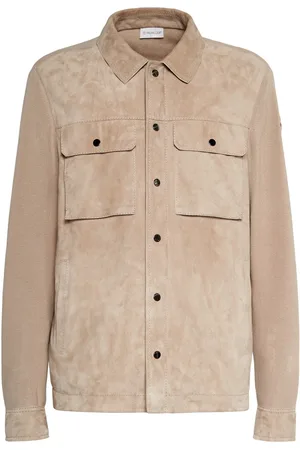 Moncler Knitted Cotton & Suede Cardigan Jacket