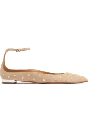 Aquazzura 10mm Love Affair Suede & Crystal Flats