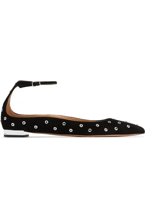Aquazzura 10mm Love Affair Suede & Crystal Flats