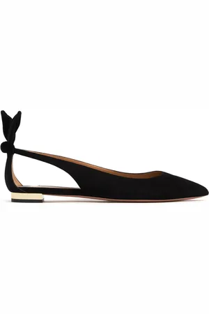 Aquazzura 10mm Bow Tie Suede Ballerina Flats
