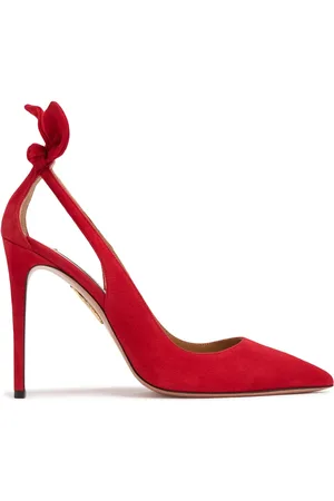 Aquazzura 105mm Bow Tie Suede Pumps