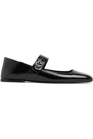 VALENTINO GARAVANI 5mm Vlogo Nappa Leather Ballerina Flats
