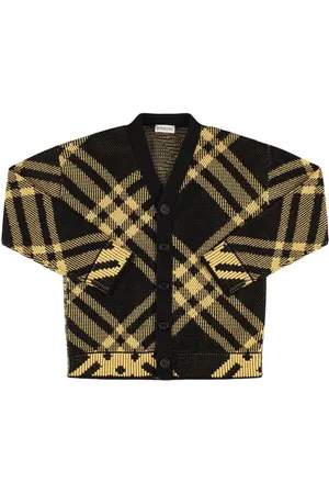 Burberry Check Print Cotton Knit Cardigan