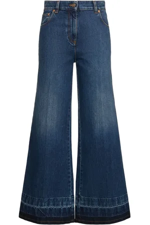 VALENTINO Denim Flared High Rise Cropped Jeans