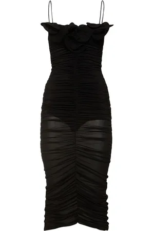 MAGDA BUTRYM Draped Viscose Jersey Midi Dress W/roses