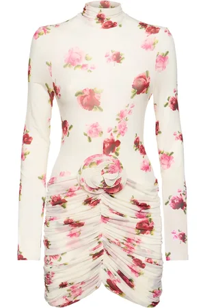 MAGDA BUTRYM Printed Jersey Mini Dress W/ Rose