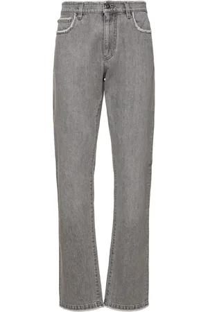 VERSACE Stonewashed Cotton Denim Straight Jeans