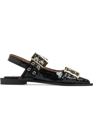 Ganni 20mm Chunky Embossed Naplack Ballerinas
