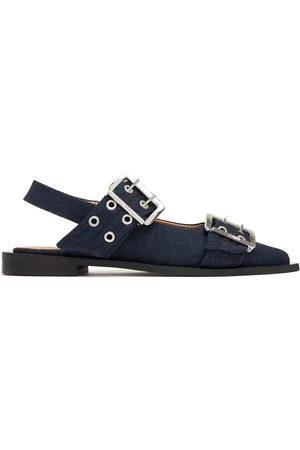 Ganni 20mm Chunky Buckle Denim Ballerinas