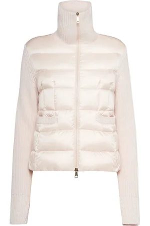 Moncler Padded Virgin Wool Blend Down Cardigan