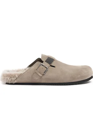 Brunello Cucinelli 10mm Suede & Fur Mules