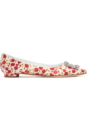 Manolo Blahnik 10mm Hangisi Satin Ballerina Flats