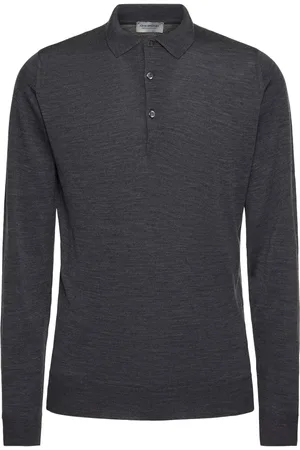 JOHN SMEDLEY Belper Extrafine Wool Knit Polo Sweater