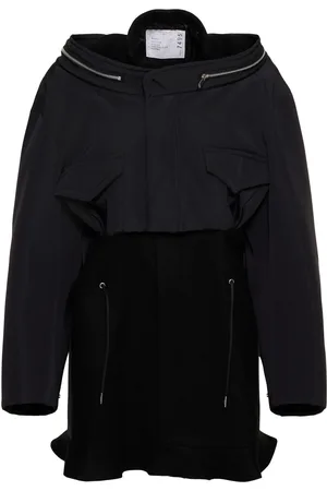 SACAI Oversize Short Wool Melton Jacket Dress