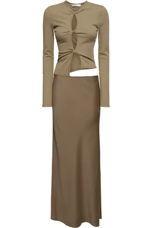 CHRISTOPHER ESBER Long-sleeved Satin Dress W/cutouts