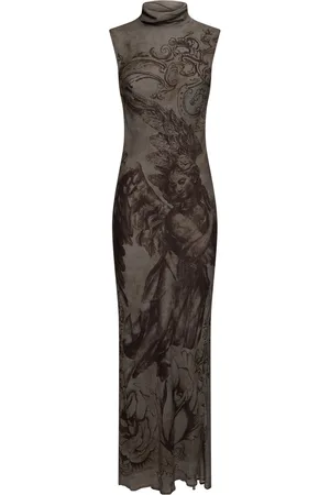 Acne Studios Printed Fluid Viscose Crepe Long Dress