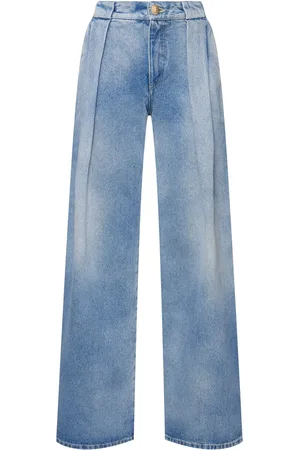 Balmain High Waist Pleated Denim Loose Jeans