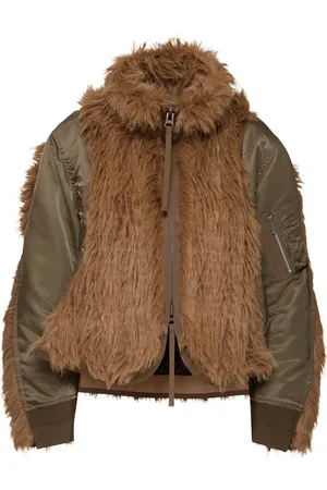 SACAI Faux Fur & Nylon Twill Jacket