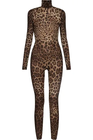 Dolce & Gabbana Leopard Printed Silk Chiffon Jumpsuit