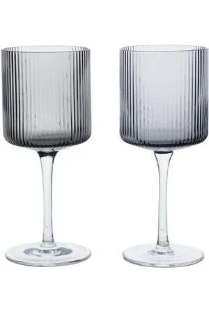 Ferm Living Set Of 2 Ripple White Wine Glasses