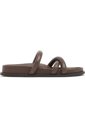 St Agni 20mm Soft Cross Leather Slide Sandals