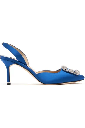 Manolo Blahnik 70mm Hangisli Satin Slingback Pumps