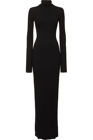 ÉTERNE Long Sleeve Turtleneck Jersey Maxi Dress