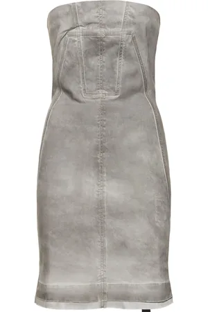 Rick Owens Splintered Denim Bustier Mini Dress
