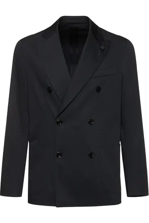 LARDINI Double Breasted Stretch Cotton Blazer