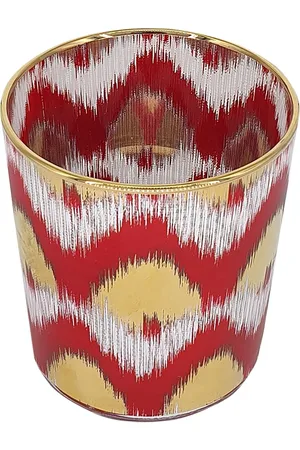 Les-Ottomans Set Of 4 Ikat Gold Glasses