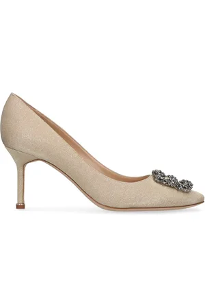 Manolo Blahnik 70mm Hangisi Lurex Flats