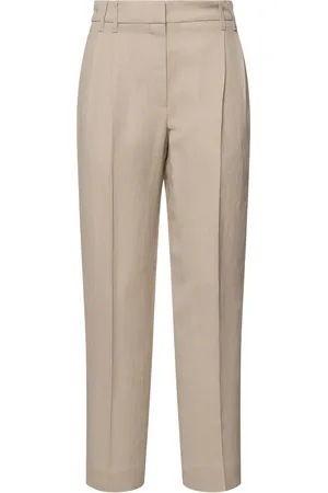 Brunello Cucinelli Fluid Linen Blend Twill Cropped Pants
