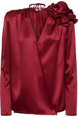 MAGDA BUTRYM Satin Blouse W/ Rose Detail