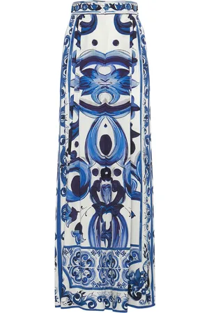Dolce & Gabbana Printed Silk Charmeuse Wide Leg Pants