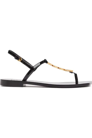 VERSACE 10mm V Chain Leather Thong Sandals