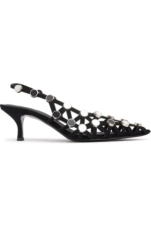 The Attico 50mm Grid Suede Slingbacks