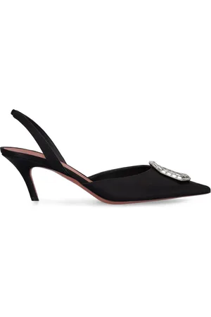 Amina Muaddi 60mm Camelia Satin Slingbacks